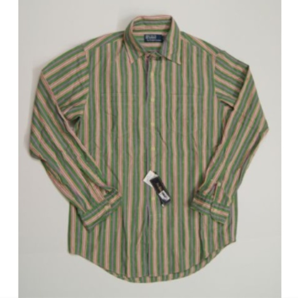 Polo Ralph Lauren Stripes Button Up Front Shirt Size M Spring Easter Long Sleeve - Picture 1 of 4